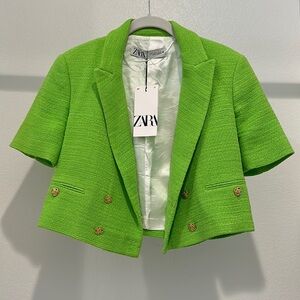 Zara Green Cropped Blazer